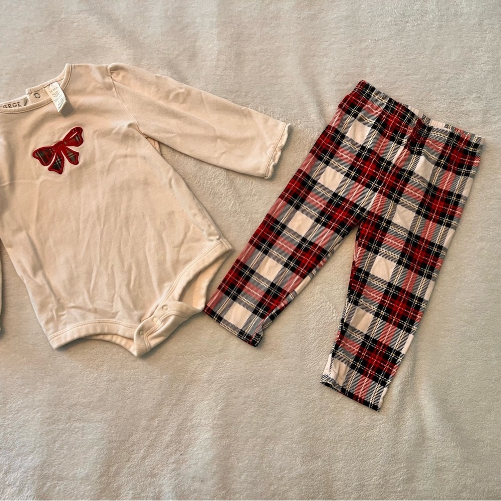 George Plaid Bow Onesie